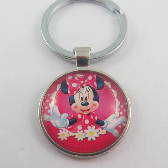 Mouse Keychain Cartoon Keychain Cute Character Key Ring Red Polka Dot Bow Gift - Picture 1 of 4